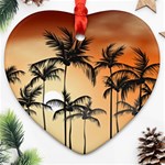 Sunset Palm Trees Beach Summer Heart Ornament (Two Sides) Back