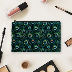 Watercolor Peacock Feather Pattern Cosmetic Bag (medium) by ExtraAwesomeSauce