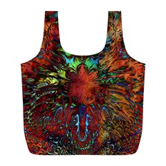 Boho Hippie Trippy Floral Pattern Full Print Recycle Bag (l) by CrypticFragmentsDesign