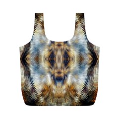 Retro Hippie Vibe Psychedelic Silver Full Print Recycle Bag (m) by CrypticFragmentsDesign