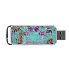 Retro Hippie Abstract Floral Blue Violet Portable Usb Flash (two Sides) by CrypticFragmentsDesign