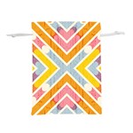 Line Pattern Cross Print Repeat Lightweight Drawstring Pouch (S) Back