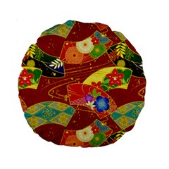 Floral Abstract Standard 15  Premium Round Cushions by icarusismartdesigns