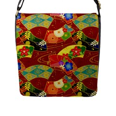 Floral Abstract Flap Closure Messenger Bag (l) by icarusismartdesigns