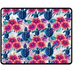 Tropical Flowers Turtles CBDOilPrincess 9a8efa63-1b6b-4226-a85c-858859e581d8 Double Sided Fleece Blanket (Medium)  58.8 x47.4  Blanket Back