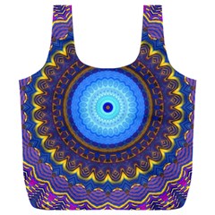 Blue Violet Midnight Sun Mandala Boho Hipppie Full Print Recycle Bag (xxl) by CrypticFragmentsDesign