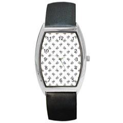 Black And White Sketchy Birds Motif Pattern Barrel Style Metal Watch by dflcprintsclothing