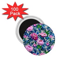 Pink Peonies Watercolor 1 75  Magnets (100 Pack)  by SychEva