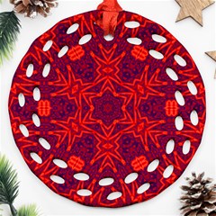 Red Rose Ornament (round Filigree) by LW323
