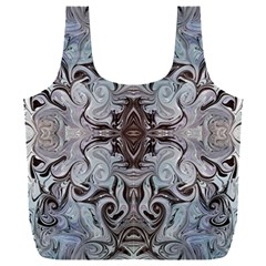 Turquoise Black Arabesque Repeats Full Print Recycle Bag (xxl) by kaleidomarblingart