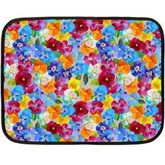 Pansies  Watercolor Flowers Double Sided Fleece Blanket (mini)  by SychEva