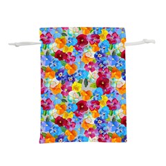 Pansies  Watercolor Flowers Lightweight Drawstring Pouch (m) by SychEva