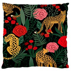 Leopardrose Large Cushion Case (one Side) by PollyParadise
