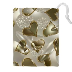   Golden Hearts Drawstring Pouch (4xl) by Galinka