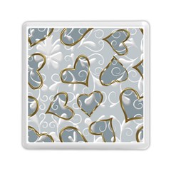   Gold Hearts On A Blue Background Memory Card Reader (square) by Galinka