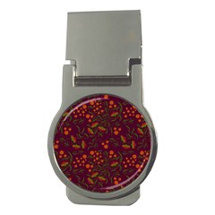 Folk Floral Art Pattern  Flowers Abstract Surface Design  Seamless Pattern Money Clips (round)  by Eskimos