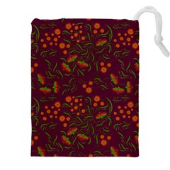 Folk Floral Art Pattern  Flowers Abstract Surface Design  Seamless Pattern Drawstring Pouch (4xl) by Eskimos