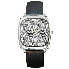 White And Black Modern Abstract Design Square Metal Watch by dflcprintsclothing