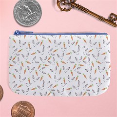 Cute Bunnies And Carrots Pattern, Light Colored Theme Large Coin Purse by Casemiro