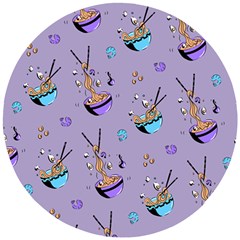 Japanese Ramen Sushi Noodles Rice Bowl Food Pattern Wooden Puzzle Round by DinzDas