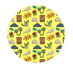 Tropical Island Tiki Parrots, Mask And Palm Trees Mini Round Pill Box by DinzDas