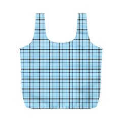 Sky Blue Tartan Plaid Pattern, With Black Lines Full Print Recycle Bag (m) by Casemiro