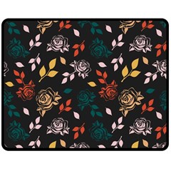 Rose Floral Fleece Blanket (medium)  by tmsartbazaar