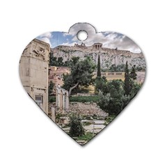 Roman Agora, Athens, Greece Dog Tag Heart (one Side) by dflcprintsclothing