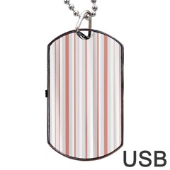 Salmon And Grey Linear Design Dog Tag Usb Flash (one Side) by dflcprintsclothing
