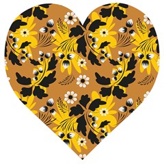 Folk Flowers Art Pattern  Wooden Puzzle Heart by Eskimos