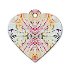 Painted Web Repeats Dog Tag Heart (two Sides) by kaleidomarblingart