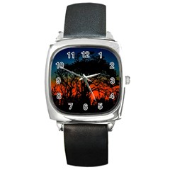 Sunset Colorful Nature Scene Square Metal Watch by dflcprintsclothing