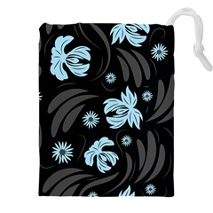 Folk Flowers Pattern Drawstring Pouch (4xl) by Eskimos