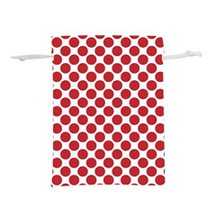 White W Red Dots Lightweight Drawstring Pouch (m) by SomethingForEveryone
