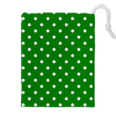 1950 Green White Dots Drawstring Pouch (4xl) by SomethingForEveryone