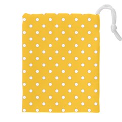 1950 Happy Summer Yellow White Dots Drawstring Pouch (4xl) by SomethingForEveryone