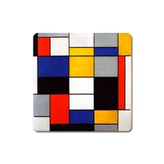 Composition A By Piet Mondrian Square Magnet by maximumstreetcouture