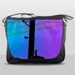 Vaporwave Wires And Transformer Messenger Bag by WetdryvacsLair
