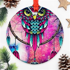 Owl Dreamcatcher Ornament (round) by Sudhe