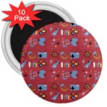 50s Red 3  Magnets (10 pack)  Front