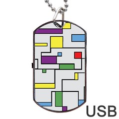 Colorful Rectangles Dog Tag Usb Flash (two Sides) by LalyLauraFLM