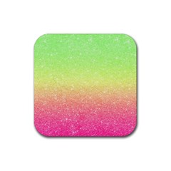 Ombre Glitter  Rubber Coaster (square)  by Colorfulart23