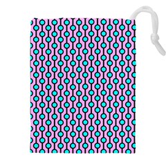 Blue Circles On Purple Background Geometric Ornament Drawstring Pouch (5xl) by SychEva