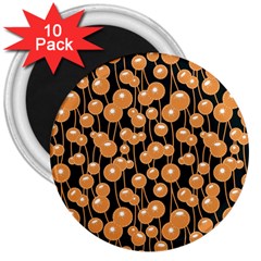 Orange Dandelions On A Dark Background 3  Magnets (10 Pack)  by SychEva