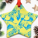 Yellow and blue leafs silhouette at sky blue Star Ornament (Two Sides) Back