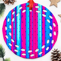 Warped Stripy Dots Ornament (round Filigree) by essentialimage365