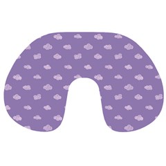 Pink Clouds On Purple Background Travel Neck Pillow by SychEva