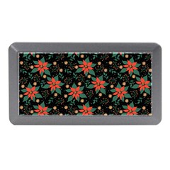 Large Christmas Poinsettias On Black Memory Card Reader (mini) by PodArtist