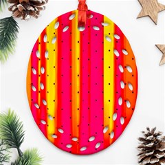 Warped Stripy Dots Ornament (oval Filigree) by essentialimage365
