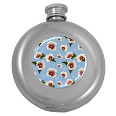 Hibiscus Flowers Round Hip Flask (5 Oz) by SychEva